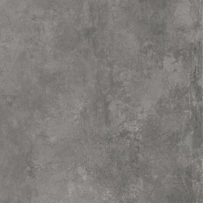 Feinsteinzeug in gewachster anthrazitfarbener Betonoptik 80x80 -  - Texturierte dunkelgraue Betonoberfläche mit subtilen Variationen und feinen Rissen.