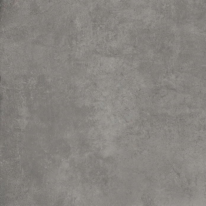 Feinsteinzeug in gewachster anthrazitfarbener Betonoptik 80x80 -  - Industrielle graue Betontextur mit subtilen Farbnuancen und feinen Rissen, ideal für moderne Boden- oder Wandgestaltung.