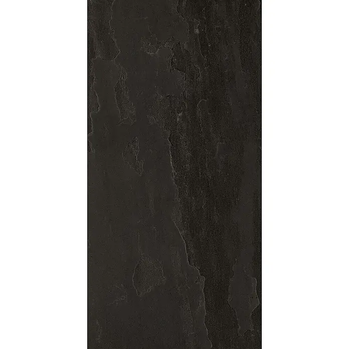 Feinsteinzeug in Schiefer schwarzer Steinoptik 60x120 - Ital. Fliesen -  - Dunkle anthrazitfarbene Schiefertextur mit rauer, natürlicher Oberfläche.