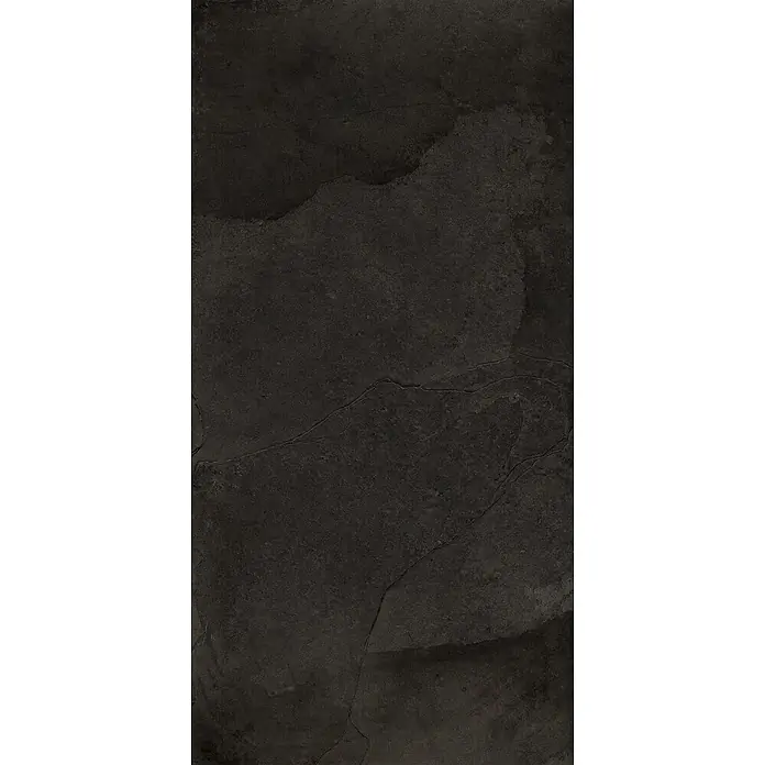 Feinsteinzeug in Schiefer schwarzer Steinoptik 60x120 - Ital. Fliesen -  - Dunkle, texturierte Fliese in Schieferoptik, ideal für moderne Boden- oder Wandflächen.