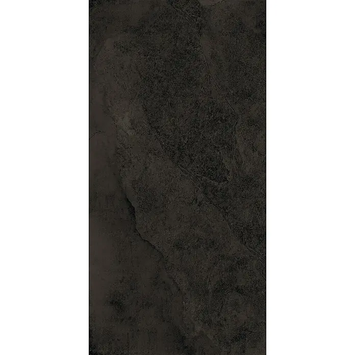 Feinsteinzeug in Schiefer schwarzer Steinoptik 60x120 - Ital. Fliesen -  - Dunkelgraue, strukturierte Steinplatte mit feiner Naturäderung. Ideal für Boden oder Wand.