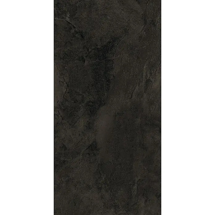 Feinsteinzeug in Schiefer schwarzer Steinoptik 60x120 - Ital. Fliesen -  - Dunkelgraue, texturierte Oberfläche mit Natursteinoptik.