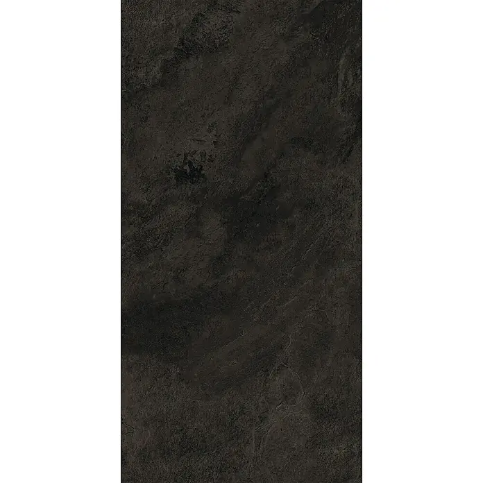 Feinsteinzeug in Schiefer schwarzer Steinoptik 60x120 - Ital. Fliesen -  - Dunkelgraue, schieferartige Textur-Oberfläche.