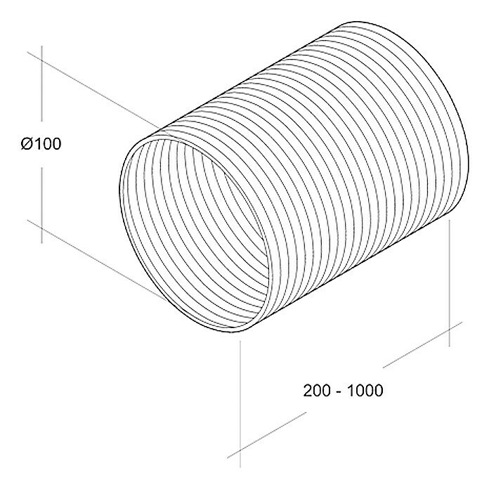 Air-Circle Flexrohr (Aluminium, Ø x L: 100 mm x 1 m, Max. Luftleistung: 300 m³/h)