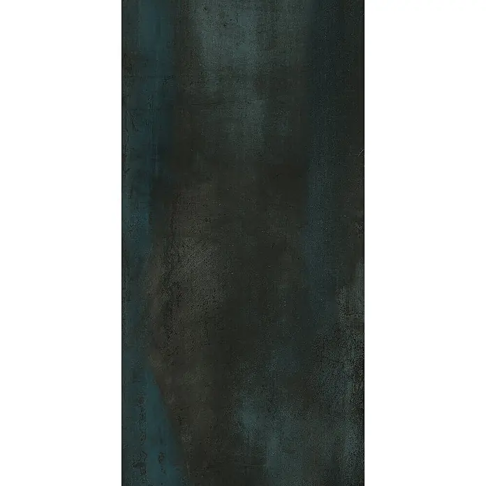 Feinsteinzeug in oxidierter grüner Metalloptik 60x120 - Ital. Fliesen -  - Strukturierte, melierte dunkel-türkisgrüne Oberfläche.