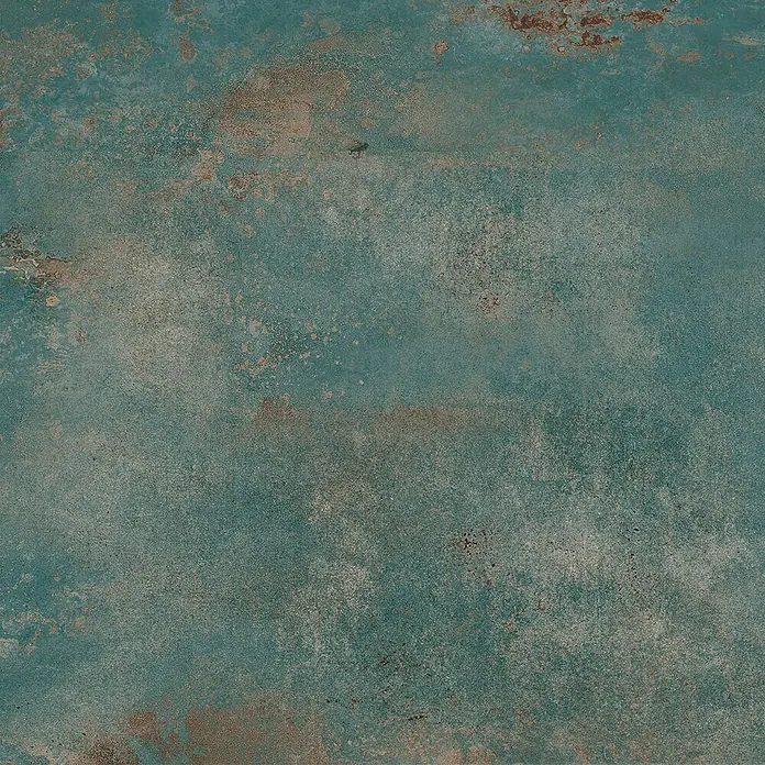 Feinsteinzeug in oxidierter grüner Metalloptik 60x60 - Italienische Fliesen -  - Gealterte türkisgrüne Metalltextur mit brauner Oxidation.