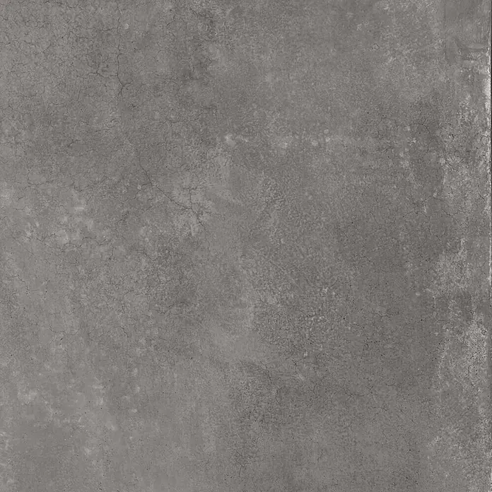 Feinsteinzeug in gewachster anthrazitfarbener Betonoptik 60x60 -  - Dunkelgraue Betonoberfläche mit feinen Rissen und unebener Textur.