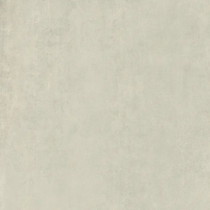 Feinsteinzeug in zeitgenössischer eisweißer Betonoptik 80x80 -  - Hellgraue Fliese in Betonoptik mit dezenter, gealterter Textur für Wand oder Boden.