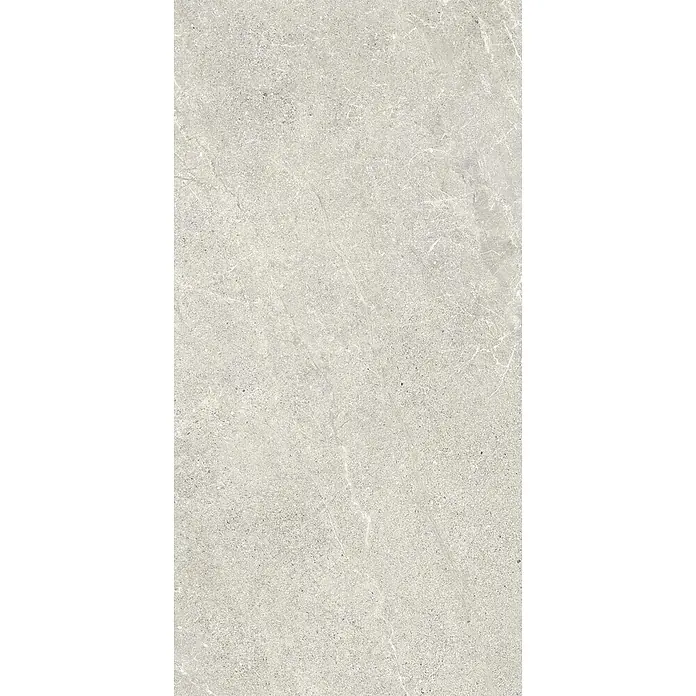 Feinsteinzeug in weißer Steinoptik 60x90, 20 mm, rutschhemmend -  - Hellgraue Fliese in Steinoptik mit feiner weißer Äderung und gesprenkelter Textur, ideal für Böden oder Wände.