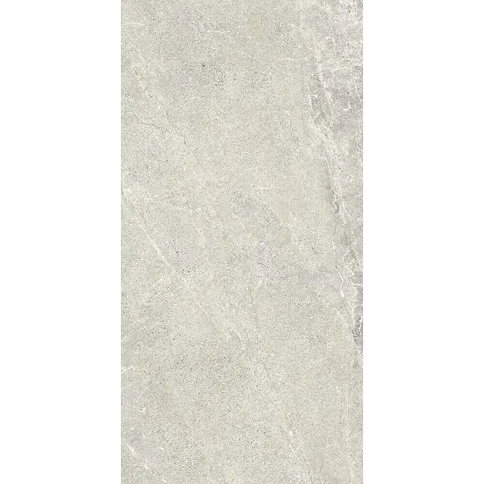 Feinsteinzeug in weißer Steinoptik 60x90, 20 mm, rutschhemmend -  - Hellgraue Steinstruktur mit subtiler Maserung.