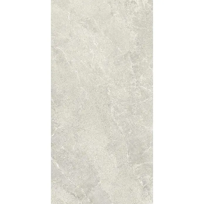 Feinsteinzeug in weißer Steinoptik 60x90, 20 mm, rutschhemmend -  - Hellgraue Fliese in Marmoroptik mit dezenter weißer Maserung und gesprenkelter Textur, ideal für moderne Oberflächen.
