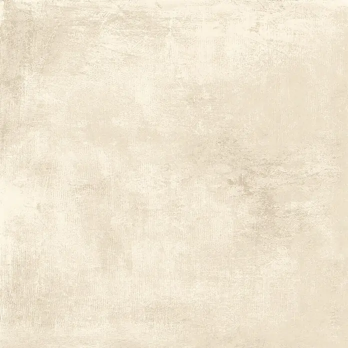 Feinsteinzeug in elfenbeinfarbener Harzoptik 60x60 - Italienische Fliesen -  - Hellbeige, strukturierte Oberfläche mit leichten Gebrauchsspuren und Pinselstrichen, wie alter Putz.