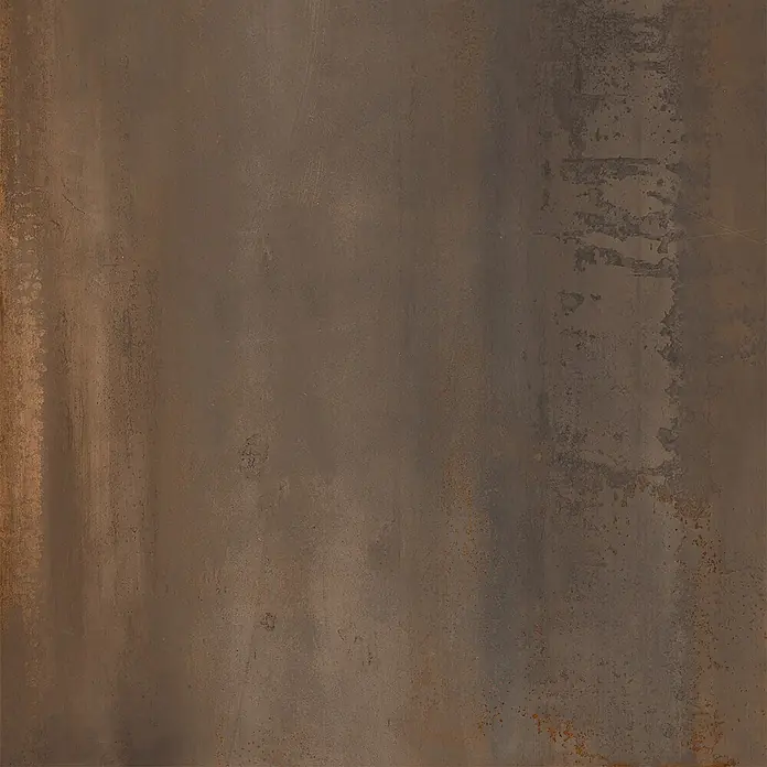 Feinsteinzeug in Corten-oxidierter Metalloptik 60x60 - Italienische Fliesen -  - Verwitterte dunkelbraune Metalltextur mit Rostakzenten, schafft eine industrielle oder rustikale Ästhetik.