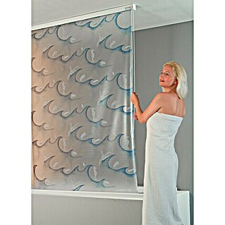 Eco-Dur Duschrollo deluxe (134 x 240 cm, Ozean, Blau/Weiß)
