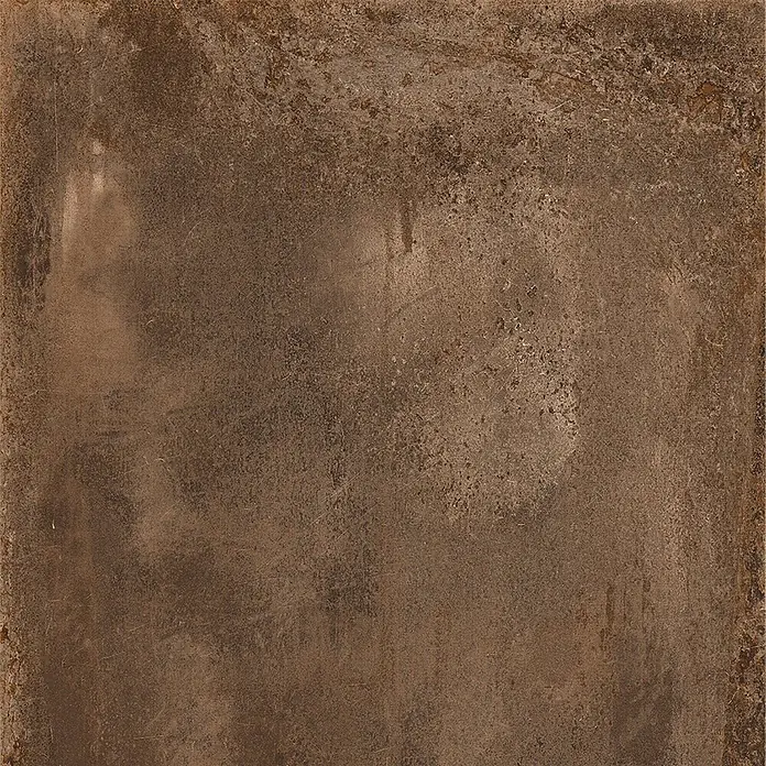 Feinsteinzeug in Corten-oxidierter Metalloptik 60x60 - Italienische Fliesen -  - Rustikale braune Fliese mit abgenutzter, rostähnlicher Textur.
