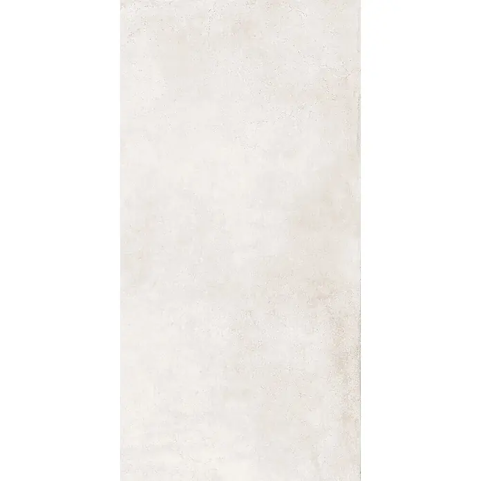 Feinsteinzeug in gewachster weißer Betonoptik 60x120 - Italienische Fliesen -  - Helle beigefarbene Betontextur mit feinen Rissen.