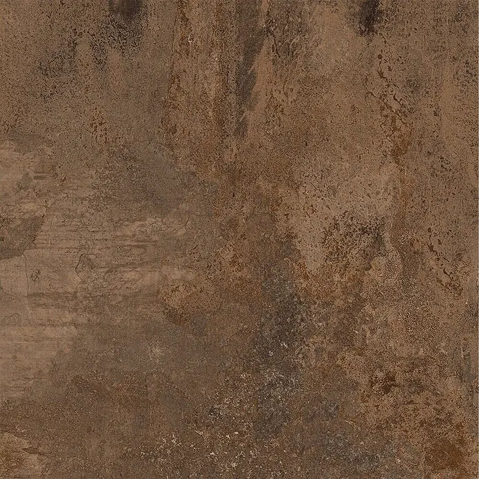 Feinsteinzeug in Corten-oxidierter Metalloptik 60x60 - Italienische Fliesen -  - Strukturierte dunkelbraune Fliese mit rustikalem, oxidiertem Metall-Effekt.
