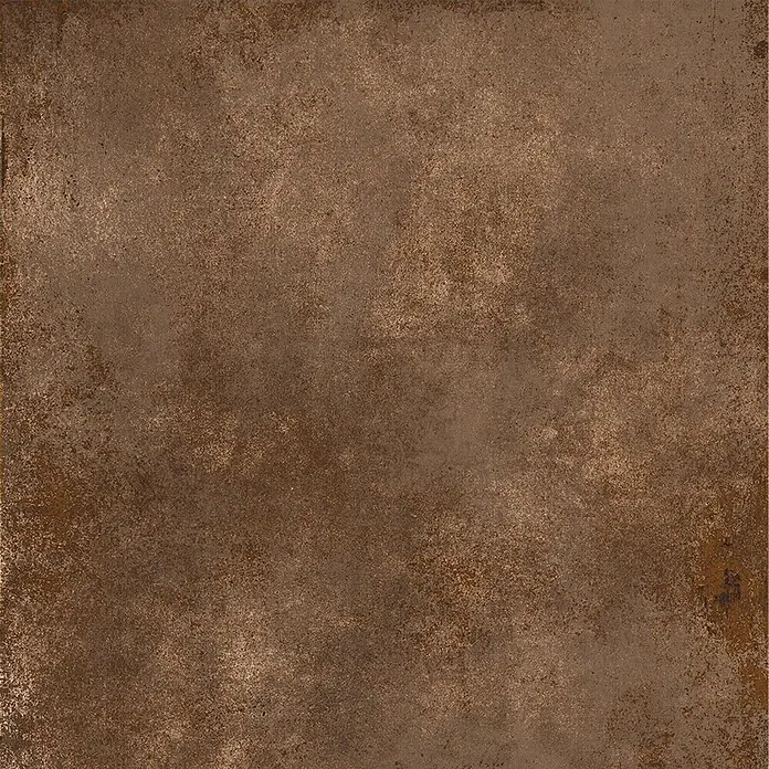 Feinsteinzeug in Corten-oxidierter Metalloptik 60x60 - Italienische Fliesen -  - Verwitterte dunkelbraune Oberfläche mit rostiger Metalltextur, ideal für Industrie- oder rustikale Designs.