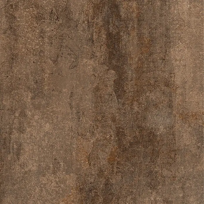 Feinsteinzeug in Corten-oxidierter Metalloptik 60x60 - Italienische Fliesen -  - Strukturierte braune Fliese mit verwitterter, rostähnlicher Oberfläche.