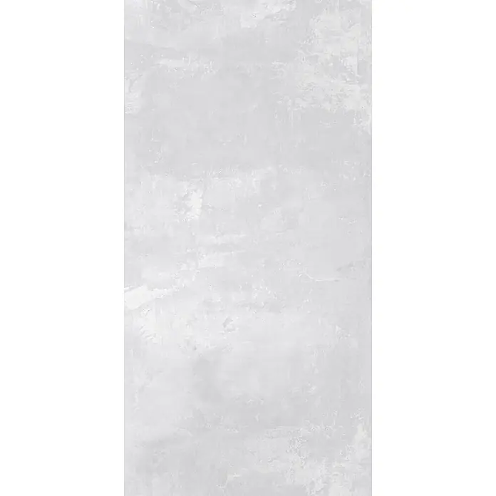 Feinsteinzeug in industrieller weißer Betonoptik 60x120 - Ital. Fliesen -  - Hellgraue, texturierte matte Oberfläche, die Beton oder abgenutzten Putz imitiert.