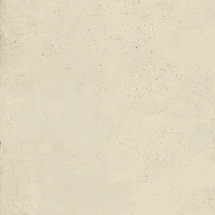 Feinsteinzeug in gewachster elfenbeinfarbener Betonoptik 60x60 -  - Hellbeige Betontextur mit feinen Rissen und Sprenkeln.