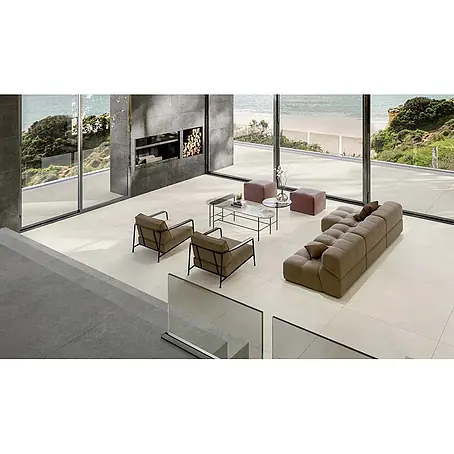 Feinsteinzeug-Bodenbelag in Betonoptik Materic Ivory 80x80