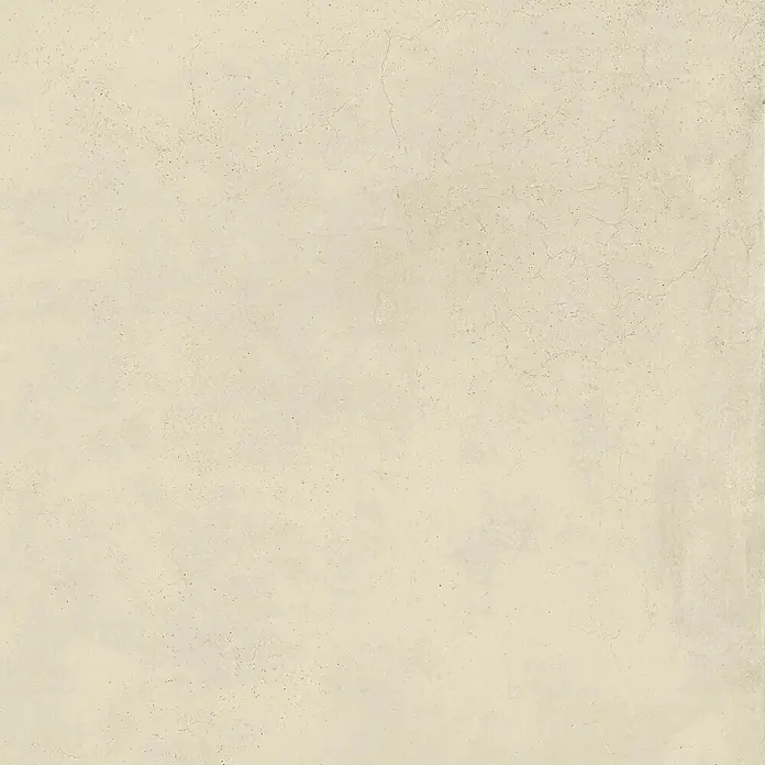 Feinsteinzeug in gewachster elfenbeinfarbener Betonoptik 60x60 -  - Helle cremefarbene Betontextur mit feinen Rissen und subtilen Sprenkeln, ideal für Hintergründe.