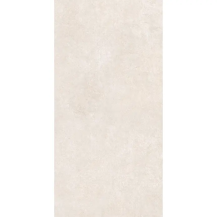 Feinsteinzeug in moderner elfenbeinfarbener Betonoptik 60x120 -  - Hellbeige, dezent strukturierte Oberfläche, ähnlich Beton oder Natursteinfliesen.