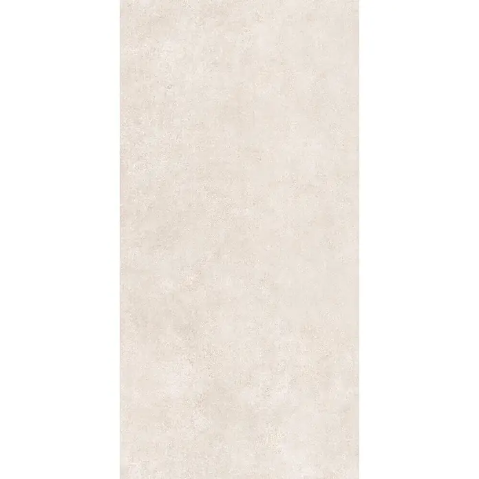 Feinsteinzeug in moderner elfenbeinfarbener Betonoptik 60x120 -  - Hellbeigefarbene Texturfliese mit matter, steinähnlicher Oberfläche.