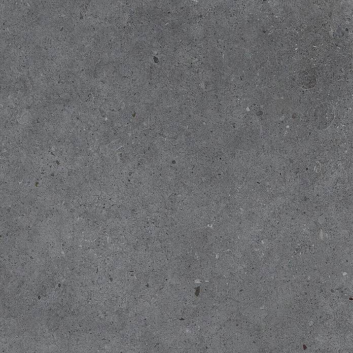 Feinsteinzeug in anthrazit Betonoptik 60x60 - Italienische Fliesen -  - Dunkelgraue Steinstruktur mit feinen, variierten Sprenkeln, geeignet für robuste Oberflächen.