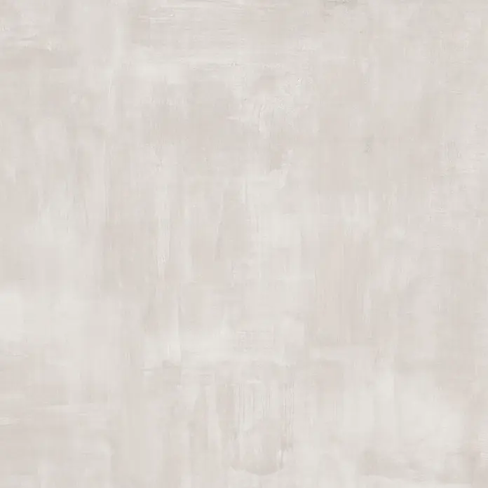 Feinsteinzeug in weißer gebürsteter Betonoptik 120x120 - Ital. Fliesen -  - Helle beige Texturfläche mit subtilen Pinselstrichmustern, Beton oder Stuck simulierend.