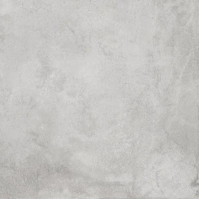 Feinsteinzeug in gewachster Rauch Betonoptik 80x80 - Italienische Fliesen -  - Hellgraue Betontextur mit subtilen Variationen und feinen Rissen.