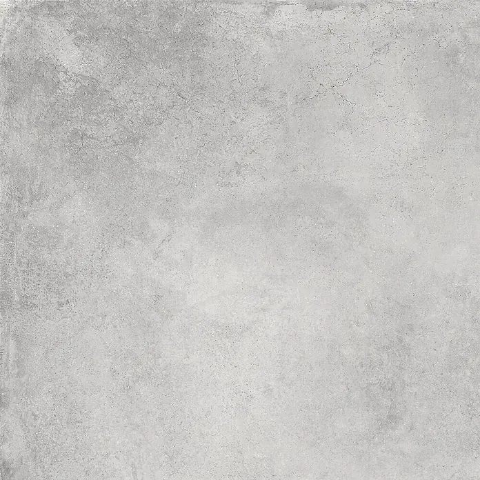 Feinsteinzeug in gewachster Rauch Betonoptik 80x80 - Italienische Fliesen -  - Hellgraue Betonoberfläche mit feiner Textur und leichten Rissen, ideal für modernes Design.
