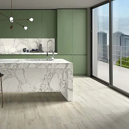 Feinsteinzeug in beiger Holzoptik 20x120 - Italienische Fliesen