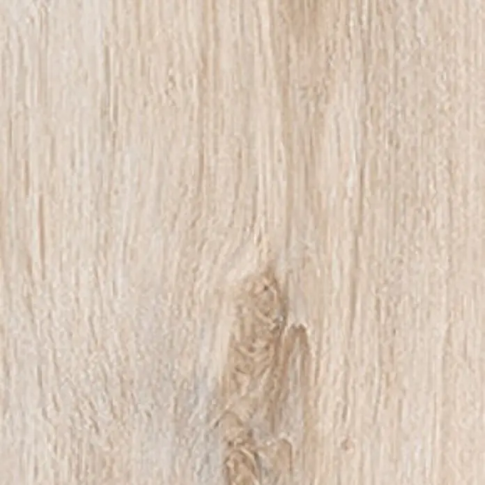 Feinsteinzeug in beiger Holzoptik 20x120 - Italienische Fliesen -  - Helle Holzplatte mit sichtbarer vertikaler Maserung und einem natürlichen Ast.