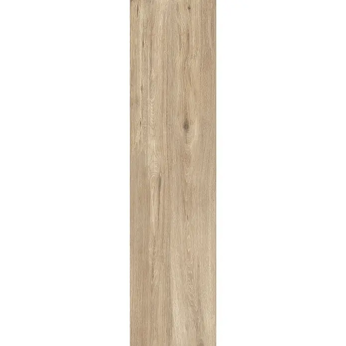 Feinsteinzeug in roher beiger Holzoptik 30x120, rutschhemmend -  - Helle, natürliche Eichenholzstruktur mit subtilen Ästen.