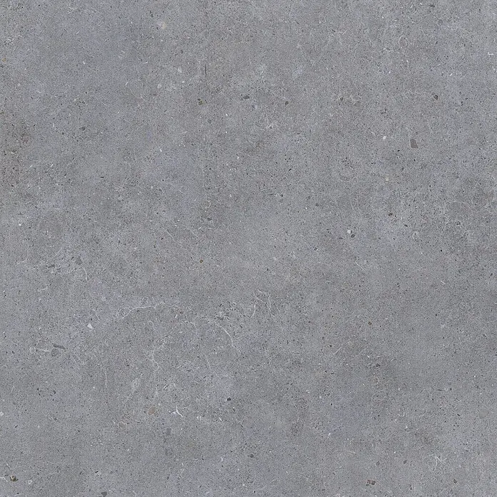 Feinsteinzeug in dunkelgrauer Betonoptik 60x60, rutschhemmend -  - Graue Steinstruktur mit feinen Äderungen und kleinen Mineraleinschlüssen.