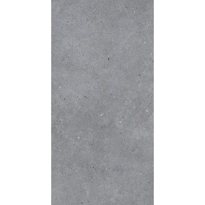 Feinsteinzeug in matter dunkelgrauer Betonoptik 60x120 - Ital. Fliesen -  - Dunkelgraue Beton- oder Terrazzo-Oberfläche mit subtilen mehrfarbigen Einschlüssen.