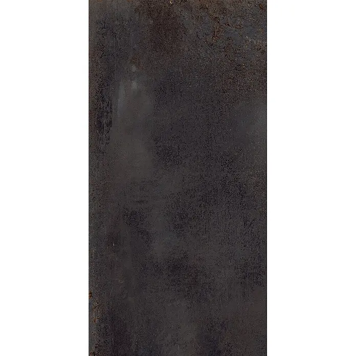 Feinsteinzeug in schwarzer Metalloptik 30x60 - Italienische Fliesen -  - Dunkle, strukturierte Industriepaneele im verwitterten Metall- oder Used-Beton-Look.