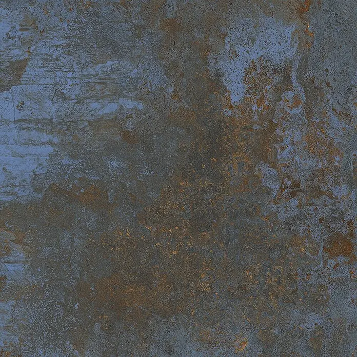 Feinsteinzeug in schwarzer Metalloptik 30x60 - Italienische Fliesen -  - Used look Fliese in Blau-Grau mit Rosteffekten, ideal für Böden oder Wände im Industriestil.