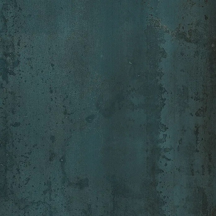 Feinsteinzeug in oxidierter grüner Metalloptik 60x60 - Italienische Fliesen -  - Dunkelbläulich-grüne Metalloberfläche mit abgenutzter Textur und Patina.