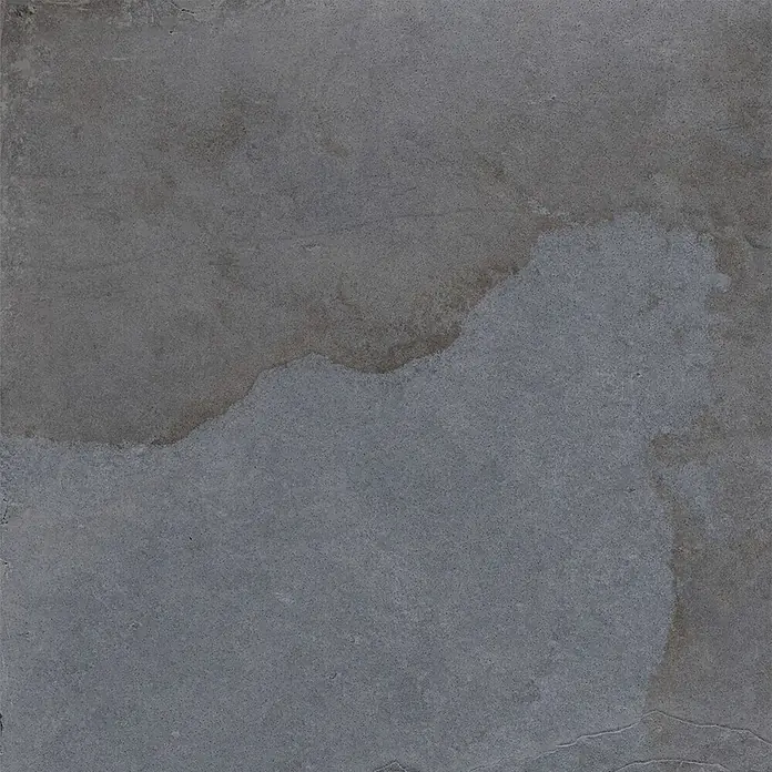 Feinsteinzeug in Steinoptik 60x60, 20 mm, rutschhemmend - Ital. Fliesen -  - Dunkelgraue, texturierte Beton- oder Steinplatte mit natürlichen Farbvariationen.
