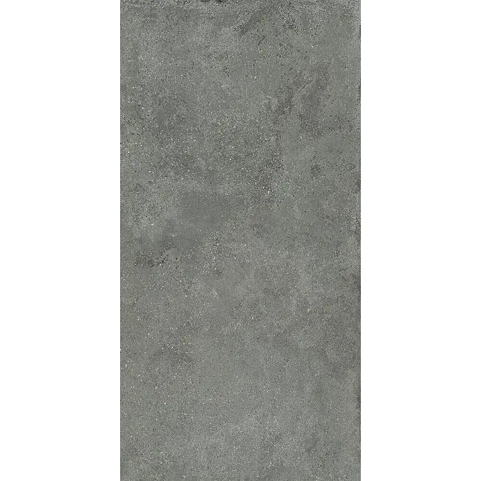 Feinsteinzeug-Fliese in strukturierter grauer Betonoptik 60x120 -  - Dunkelgraue, gesprenkelte Fliese in Betonoptik für moderne Boden- oder Wandflächen.