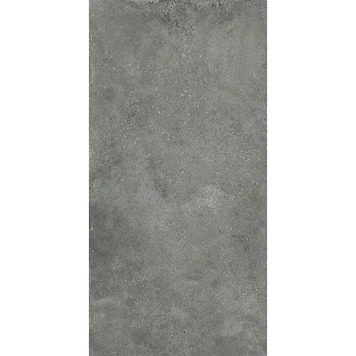 Feinsteinzeug-Fliese in strukturierter grauer Betonoptik 60x120 -  - Texturierte dunkelgraue Fliese in Betonoptik mit feinen Sprenkeln.