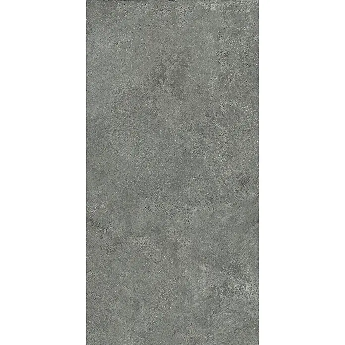 Feinsteinzeug-Fliese in strukturierter grauer Betonoptik 60x120 -  - Dunkelgraue, strukturierte Oberfläche mit einem melierten, betonähnlichen Aussehen.