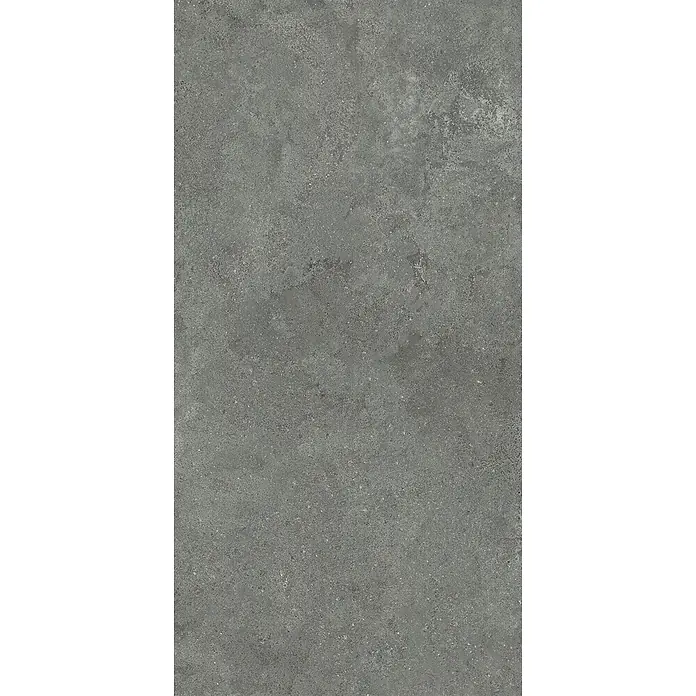 Feinsteinzeug-Fliese in strukturierter grauer Betonoptik 60x120 -  - Dunkelgraue, raue Oberfläche in Betonoptik mit Textur.