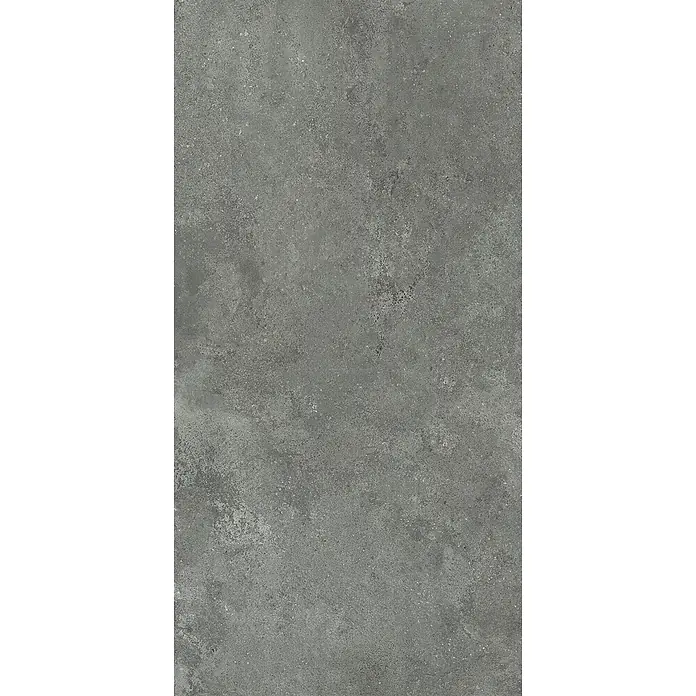 Feinsteinzeug-Fliese in strukturierter grauer Betonoptik 60x120 -  - Dunkelgraue texturierte Beton- oder Steinoberfläche mit variierenden Schattierungen und verwittertem Aussehen.