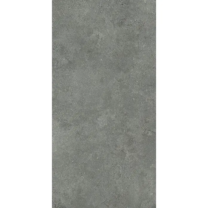 Feinsteinzeug-Fliese in strukturierter grauer Betonoptik 60x120 -  - Dunkelgraue, strukturierte Fliese in Betonoptik mit feinen Sprenkeln.