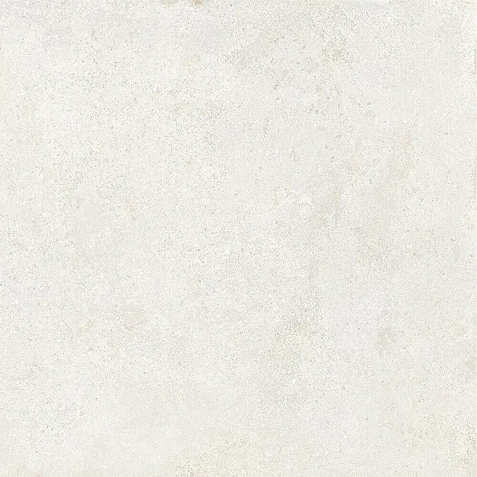 Feinsteinzeug in strukturierter weißer Betonoptik 60x60 - Ital. Fliesen -  - Helle beige Fliese in Steinoptik mit subtiler, texturierter und gesprenkelter Oberfläche.