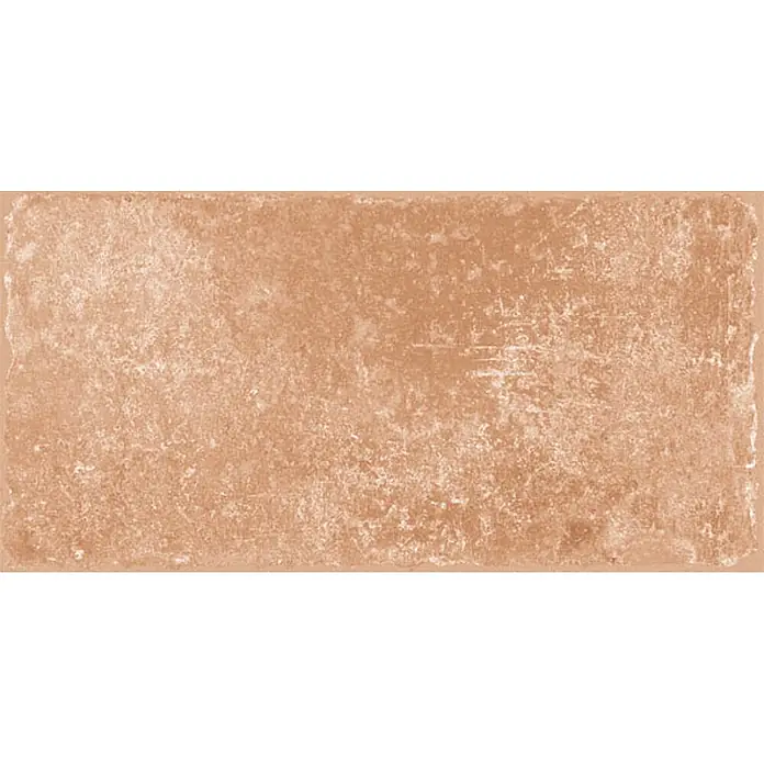 Feinsteinzeug in Terrakottaoptik 15x30, 20 mm, rutschhemmend -  - Rechteckige Terrakotta-Fliese mit patinierter, erdbrauner Oberfläche und variabler Textur.